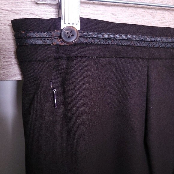 Agnona Designer Slacks Wool Cashmere Wide Flare Leg Brown Dress Pants Retro - Picture 8 of 11